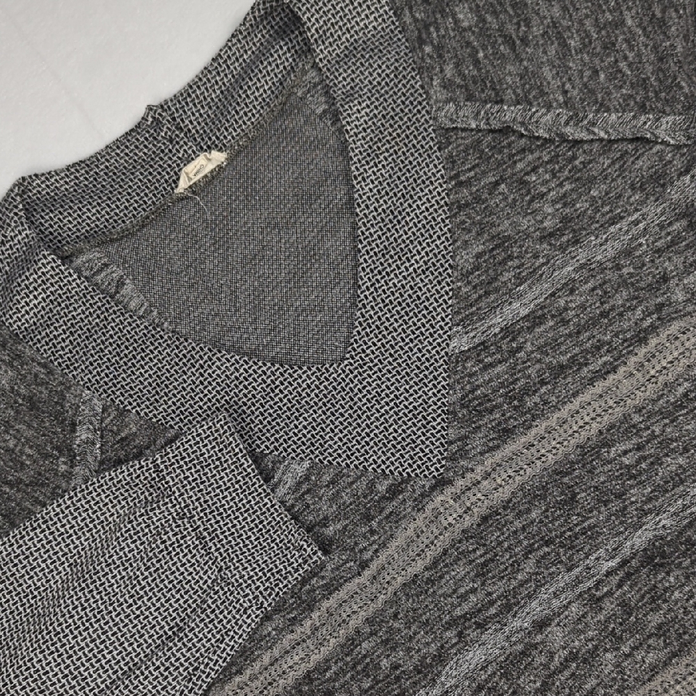 POL V-neck Relaxed Fit Half And Half Patterned Cardigan Women's Size Large